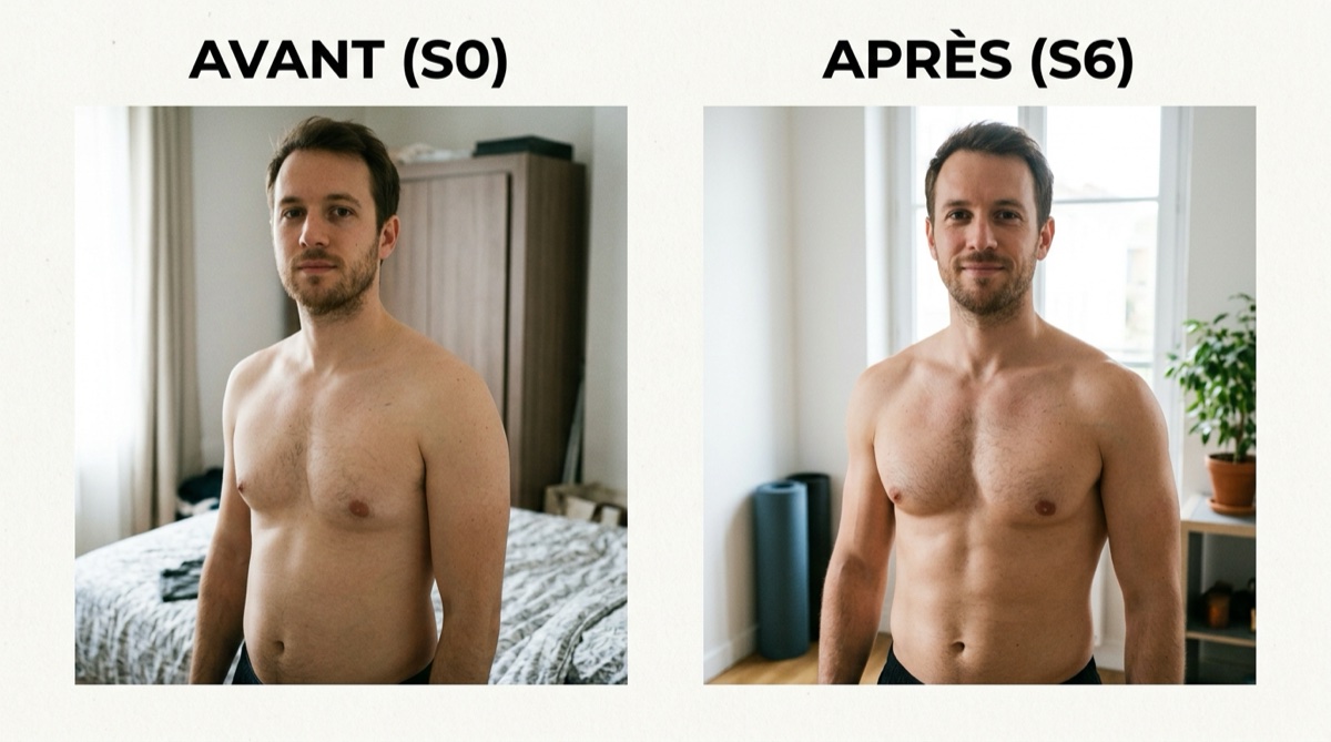 Progression naturelle des pectoraux sur 6 semaines à domicile